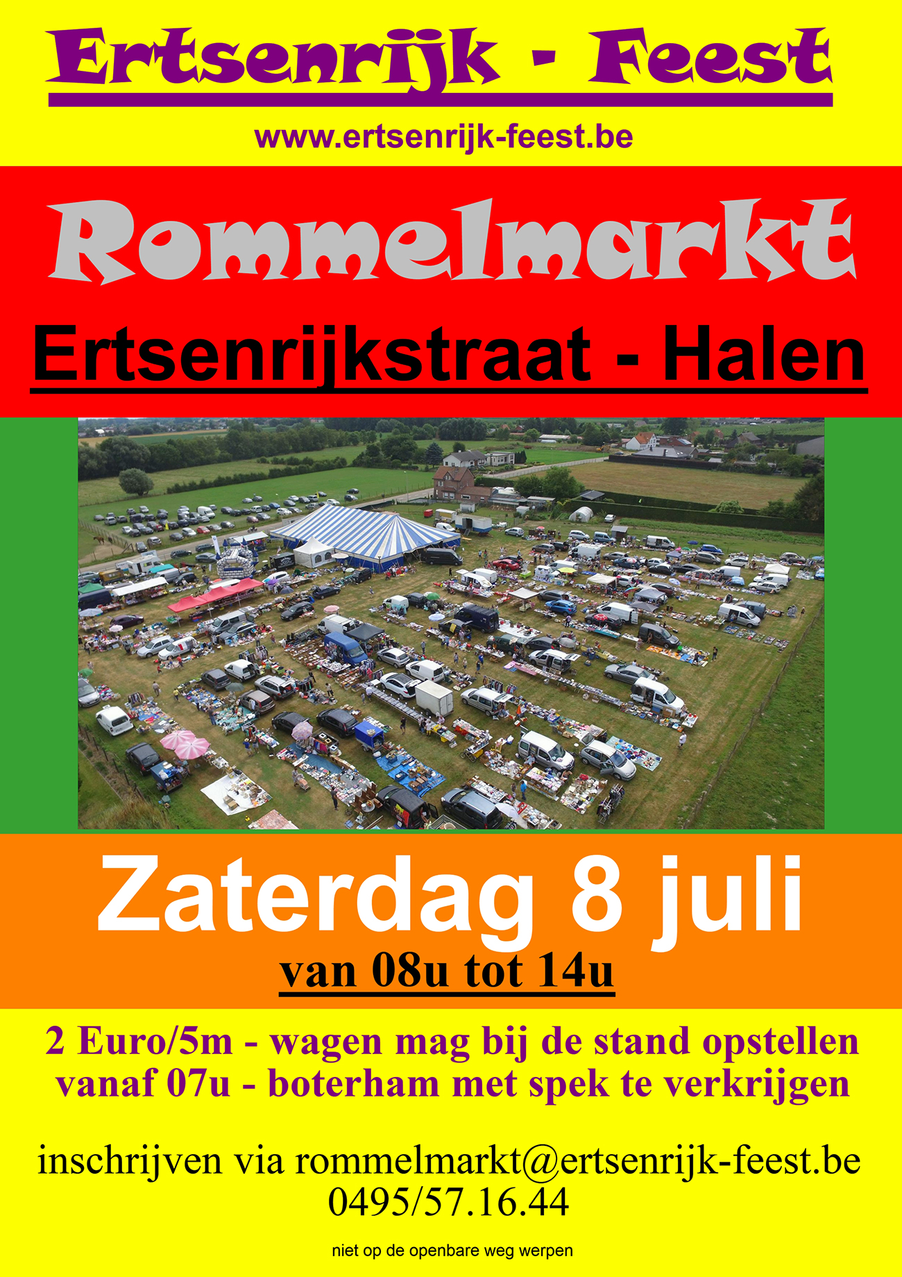 Flyer rommelmarkt Ertsenrijk-feest